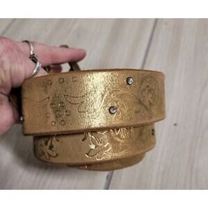 Express Y2K Floral Gold Jeweled Belt Womens Size M USA Made NWT